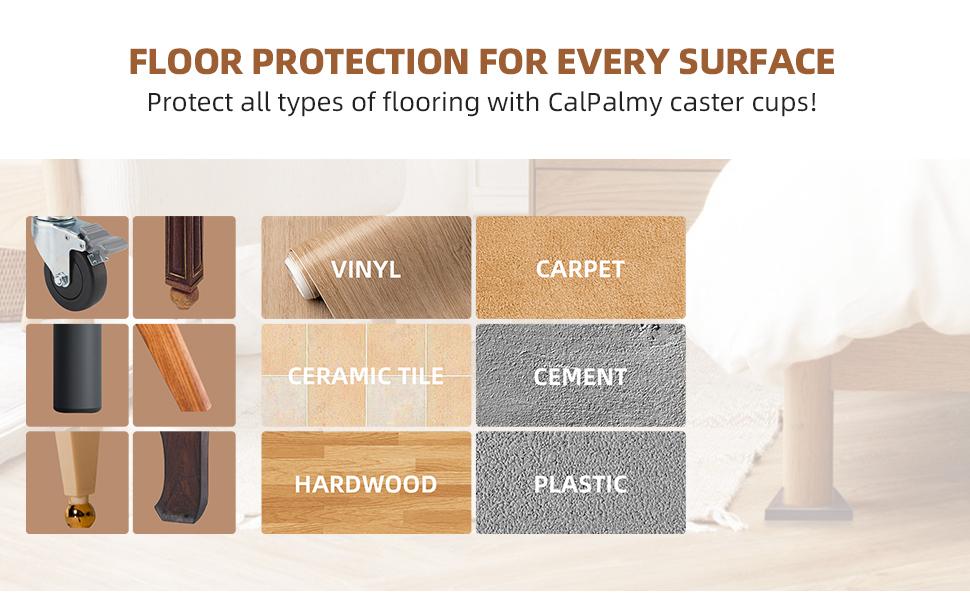 3X3 Square Furniture Caster Cups with Anti-Grip (Set of 8) - Customer Trusted Pads for Furniture Legs and Furniture Protectors