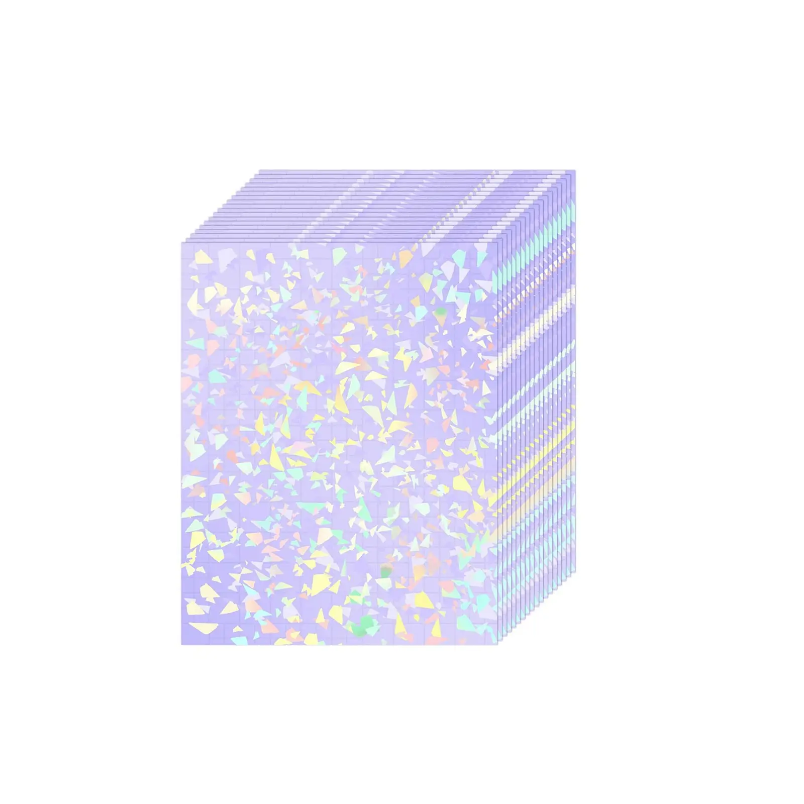50 Sheets Holographic Cold Laminating Film, Waterproof Self-Adhesive Vinyl Sticker, Shattered Gem Pattern, Non-Printable Sticker Protector, 2.9 x 4.1 Inches