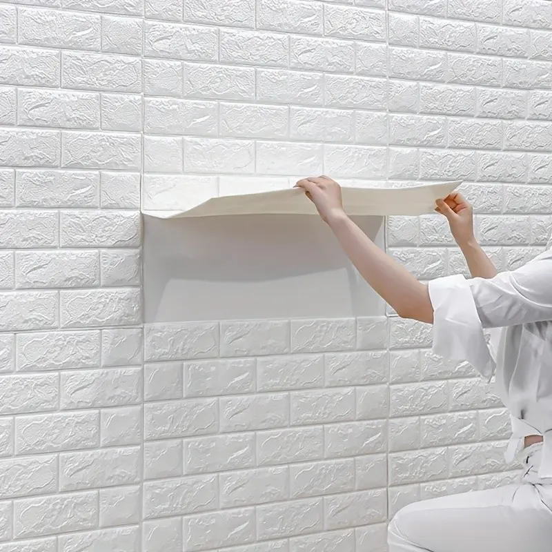 20/30/40/50pcs 3D Wall Stickers, Self-Adhesive Brick Texture Wallpaper Peel and Stick, Multi-Color Options, 38.5cm X 35cm, Decorative Wall Art