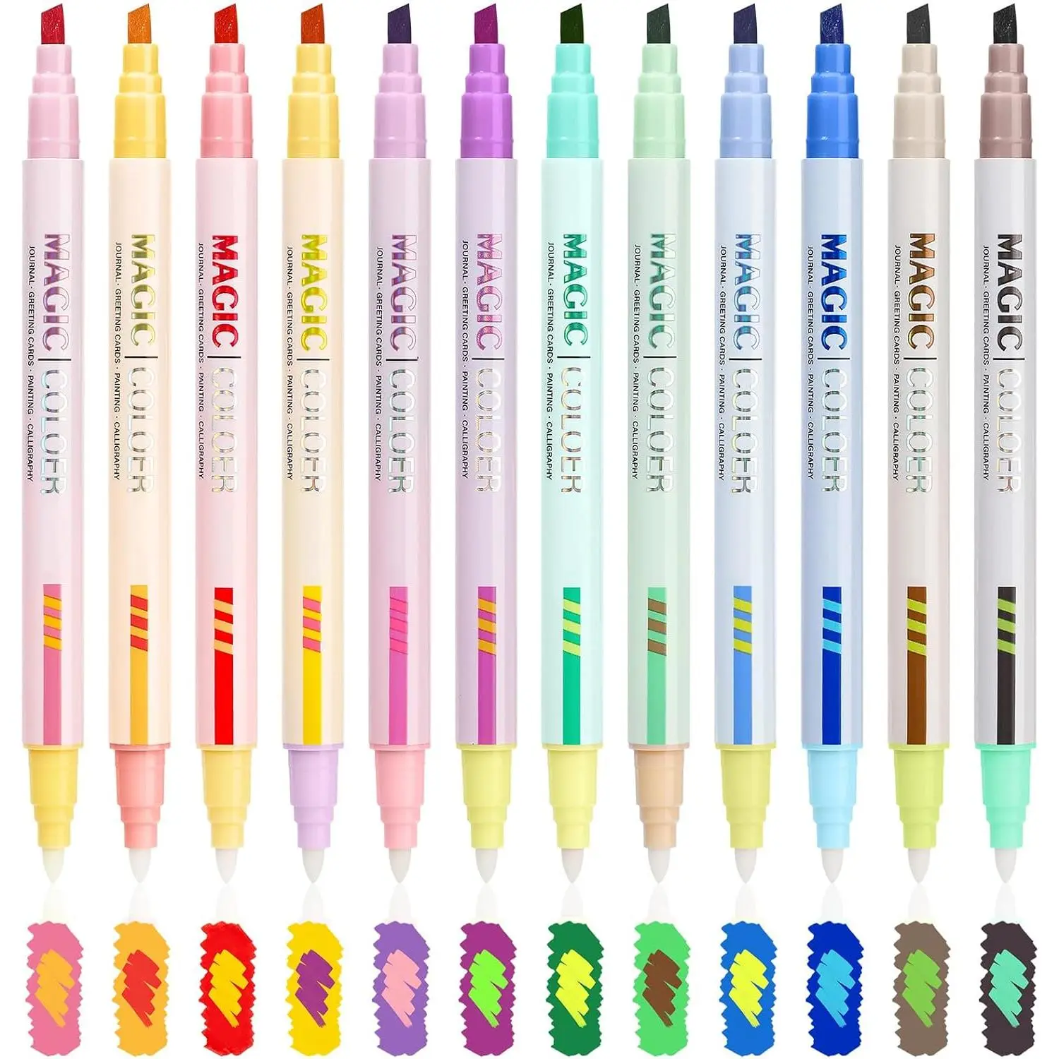 12 Colors  Tip Color Changing Highlighter for  Adult Coloring |  Tip Highlighters Markers, Chisel and  Tips Quick Dry Highlighter Pens for  Study,  to School Supplies