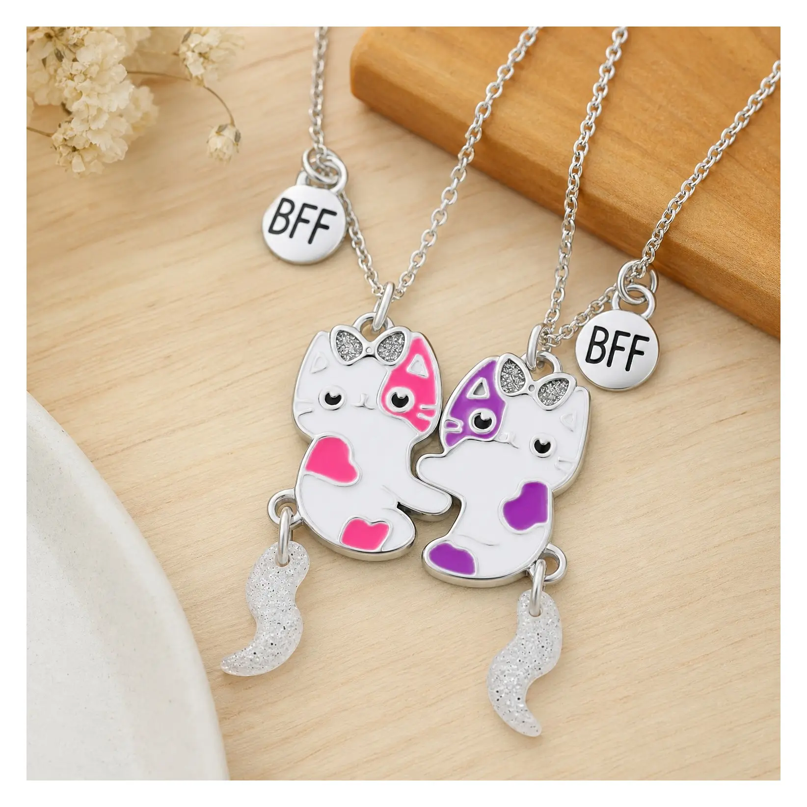 Matching Magnetic BFF Necklace Set for 2 Girls, Best Friend Friendship Jewelry Gift for Bestie SisterGift