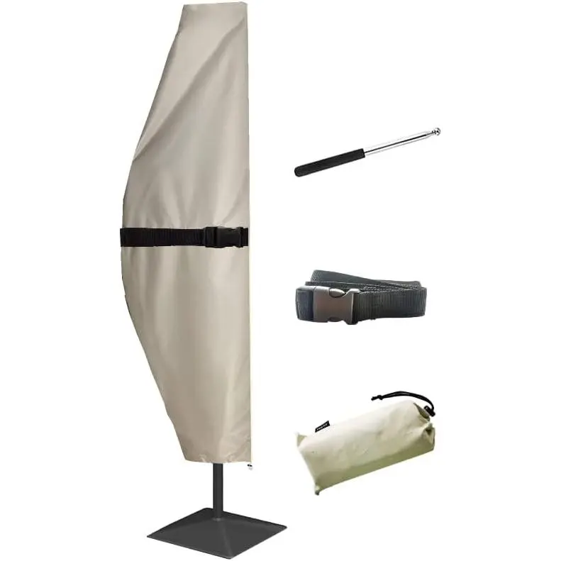 Patio Umbrella Cover, Outdoor Offset Banana Style Cover, Fits Cantilever Offset Umbrella, 420D  UV-resistant, 7- 9Ft, With Rod