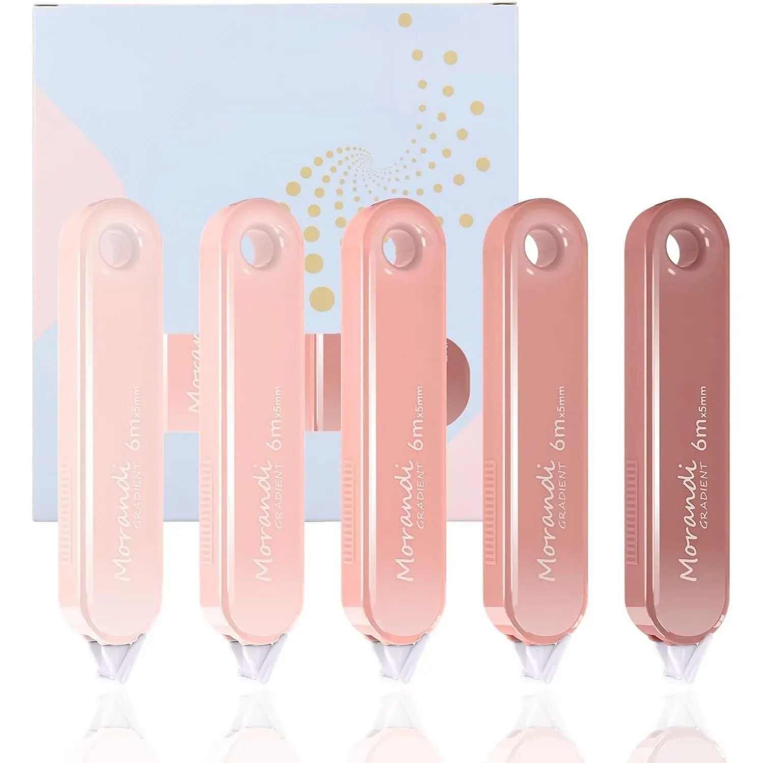 5-Pack Pen-Style Correction Tapes, Aesthetic Cute White Pull-Out Tapes with 6m Thickened Film, Quick-Dry Error Covering, Easy-to-Use Office Stationery for Students/Office