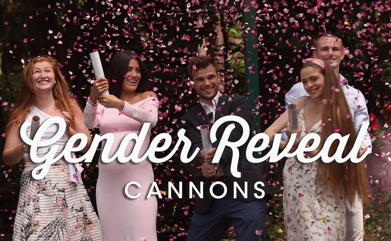 Gender Reveal Confetti Cannon - Biodegradable Powder & Heart Shaped Confetti Poppers - Pink, 4 Pack - Baby Girl Gender Reveal Smoke Bombs Party Poppers Cannons Shooters