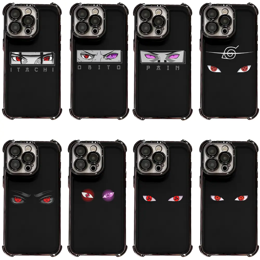 Hot Minimal Sharingan Rinnegan Eyes Anime Phone Cases For iPhone 17 Promax 16 15 14 Pro Max Plus 13 12 11 & Samsung S23 S24 S25 S26 Ultra Transparent Electroplate TPU Shockproof Protective Cover Gifts For Birthday Valentine Christmas Thanksgiving Hallowee