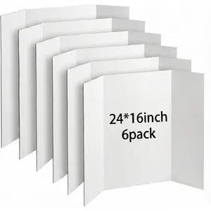 Trifold Poster Board, 24" x 16", 6-Pack, White Corrugated Project Boards for Science Fairs, School Projects, Event Displays, Business Presentations, Easy to Fold &
