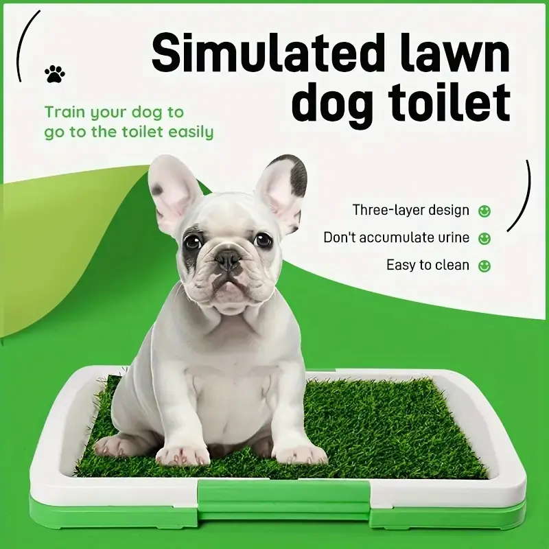 Upgrade Non-Slip Pet Dog Toilet, Artificial Grass Training Pad, Odor-Free Indoor Puppy Potty, Splash-Proof Mat and Tray, Puppy Training Pads