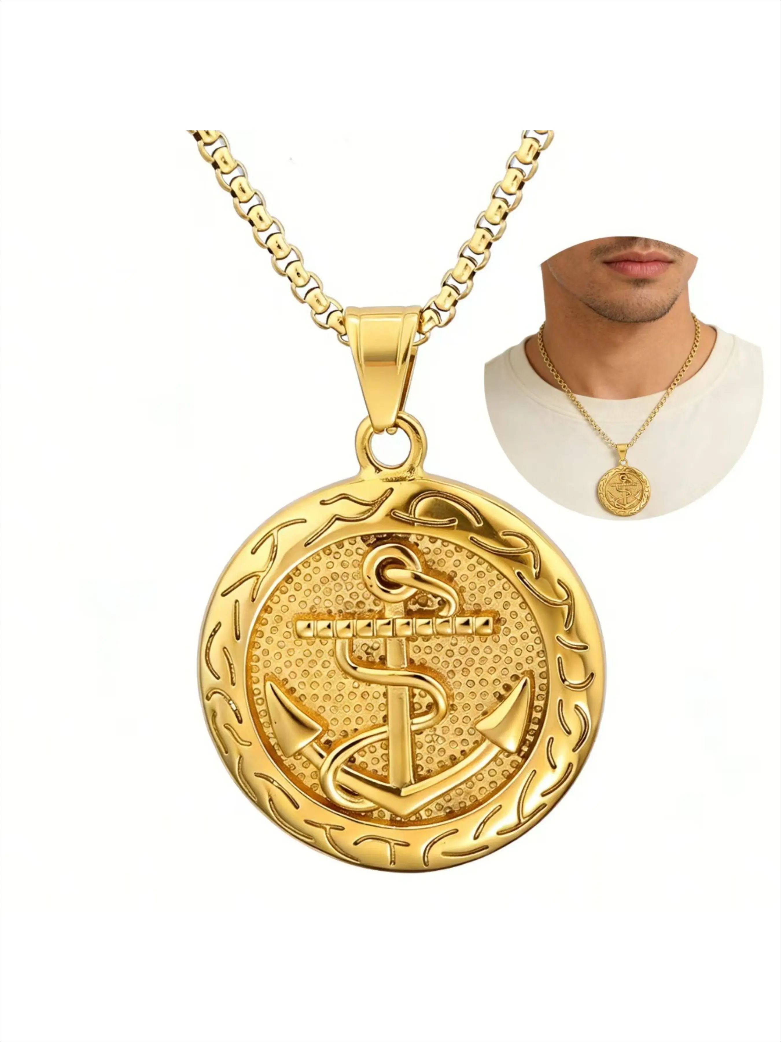 Vintage Pendant Necklace, Jewelry Men, Titanium Steel Non-Tarnish Hypoallergenic, Unisex Fashion Accessory, Perfect for Daily Wear and Gifts