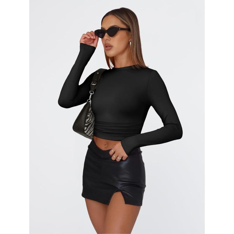 Womens Long Sleeve T Shirts Fall Fashion 2026 Basic Crop Tops Going Out Outfits Y2k Clothes new arrival fashion vacation beach outfit loose fit overall Womens Long Sleeve T Shirts Fall Fashion 2026 Basic Crop Tops Going Out Outfits Y2k Clothes new arrival fashion vacation beach outfit loose fit overall