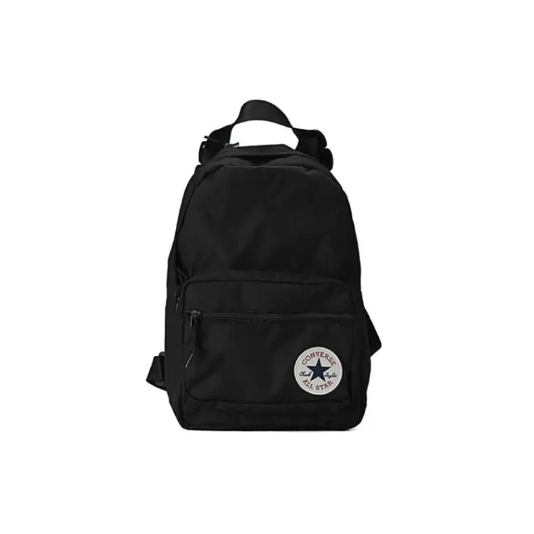 Converse Classic Round Logo Polyester Travel Backpack for Men and Women – Minimalist Casual Style in Black