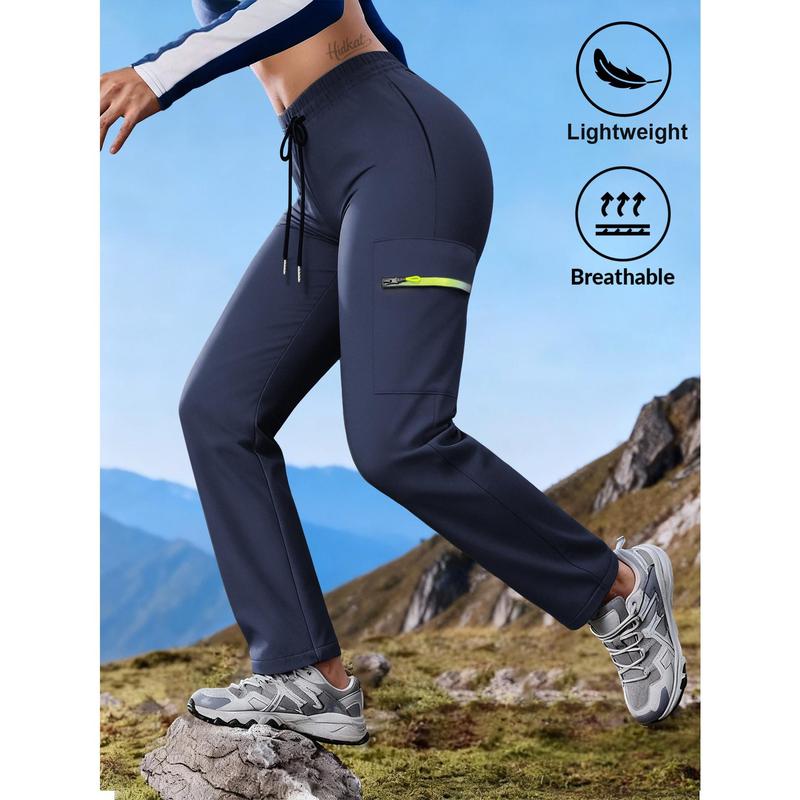 Women's Lightweight Breathable Casual Cargo Joggers - Drawstring Waist, Elastic Slim Fit, Functional Zippered Pockets - for Outdoor Hiking, Spring-Summer-Autumn Sports & Outdoor Wear