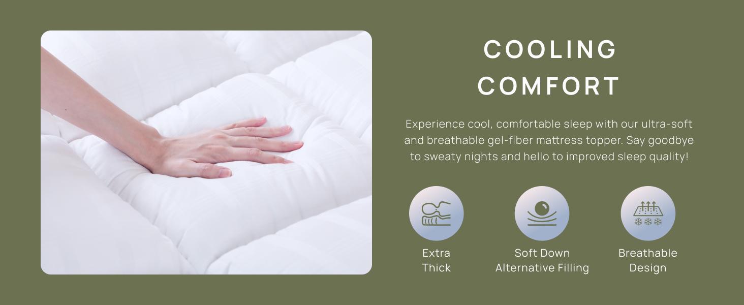 Thick Pillow Top 3 Inch Mattress Topper King Size for Firm Mattress, Cooling Cotton Hotel Mattress Bed Topper for Cloud Like Sleep & Back Pain, Plush Soft Pad, Fit to 6"-22" Mattress