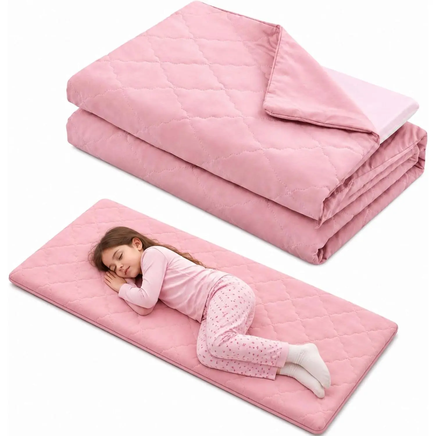 Pink Nap Mat Cover Quilted for Sheet Girls Boys Soft Microfiber Cot Sheet, Fits 45" x 19" Mattress for Toddler Daycare Preschool Kindergarten