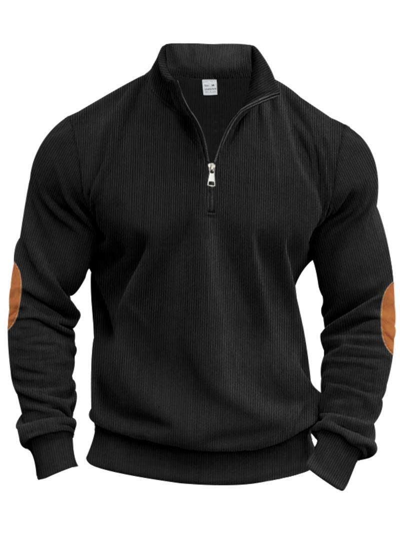 Men's Colorblock Patchwork Half Zip Sweatshirt, Regular Fit Casual Retro Long Sleeve Collared Pullover for Spring & Fall, Fashion Men's Top for Daily Wear, Hoodie