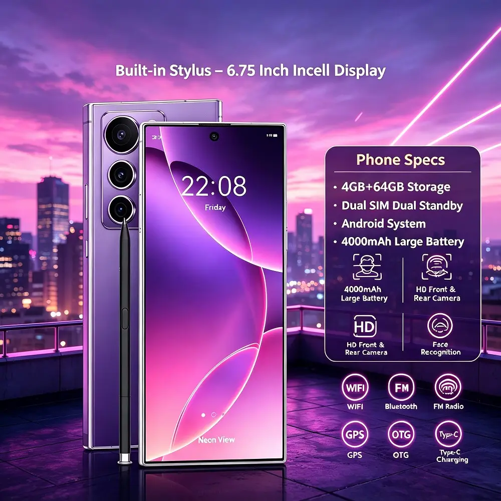 6.75 Inch Smartphone with , HD Incell Screen, 4GB+64GB Storage, Dual Sim, 4000mah Battery, Android, USB PD Charging
