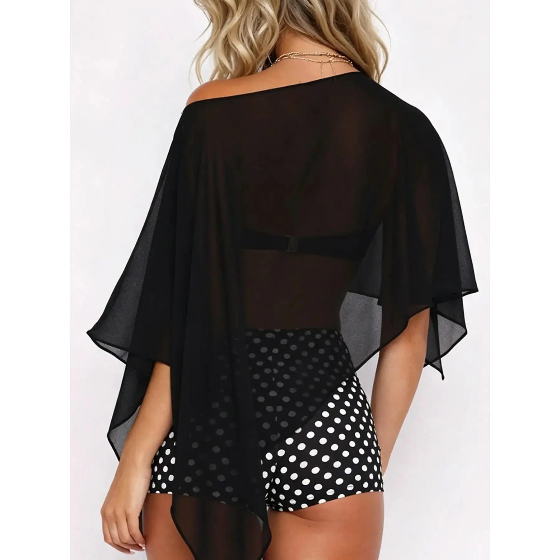 2026Women's Style Retro Romantic Elegant Loose Semi-Transparent Chiffon Shirt, Summer Beach, Party, Graduation
