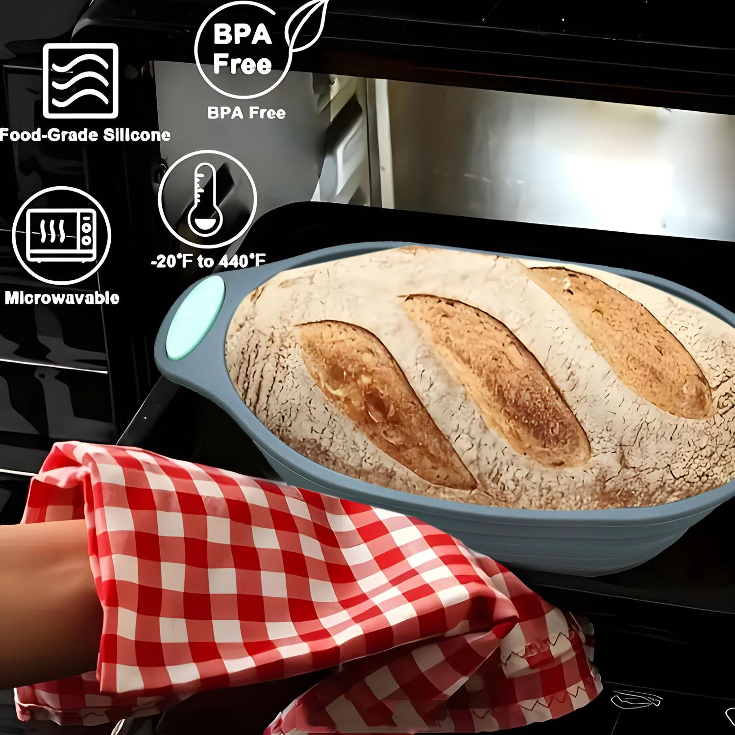 Silicone Bread Proofing Basket Set, 5 Counts/6 Counts Oval & Round Bread Proofing Basket with Lid, Baking Tool Set for Home Kitchen, Bakeware