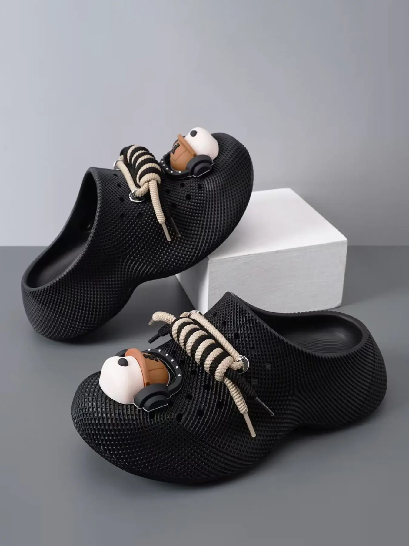 Women's Lace-Up Eva Slippers, Lightweight Cartoon Design, Comfortable for Daily Wear, Outdoor Activities, Gardening, Beach Walks, Walking Slippers