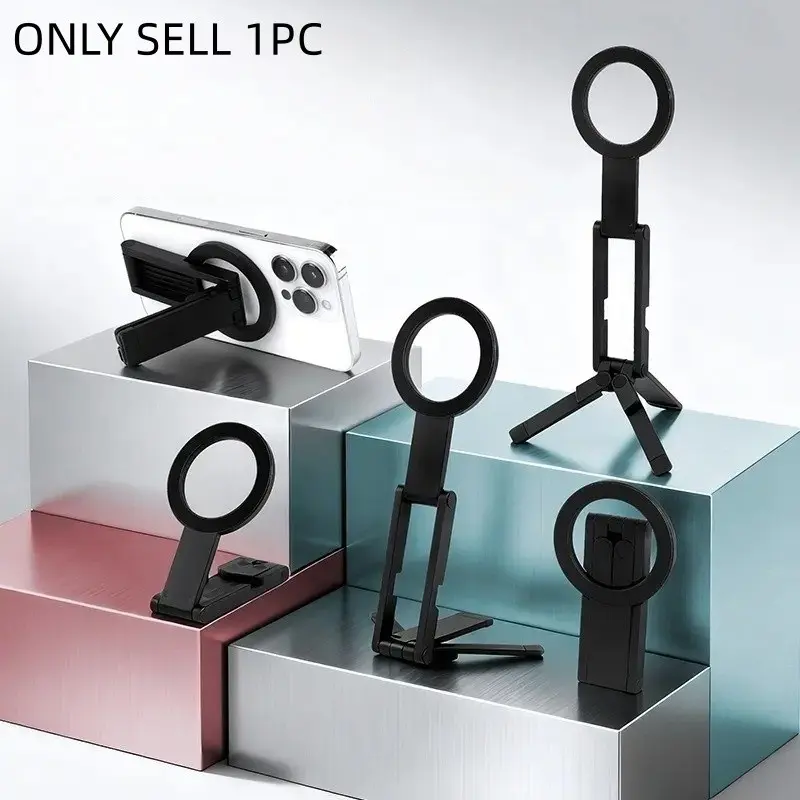 Pocket Magnetic Phone Tripod, Portable Photography Stand for iPhone, Magsafe Desktop Support, Android Universal Handheld Selfie Stick