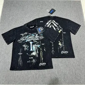 Hellstar Studios Inner Peace Washed Graphic Tee Skull Print Oversized Streetwear Y2K Vintage Hip Hop Cotton Unisex Loose Fit Crew Neck Short Sleeve Summer Fashion T-Shirt