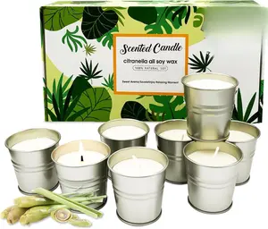 Indoor & Outdoor Citronella Candles 100% Natural Soy Wax 8-Pack for Home Decoration Relaxation & Fresh Air Infused with Citronella Oil Perfect for Patio Garden & Backyard Use