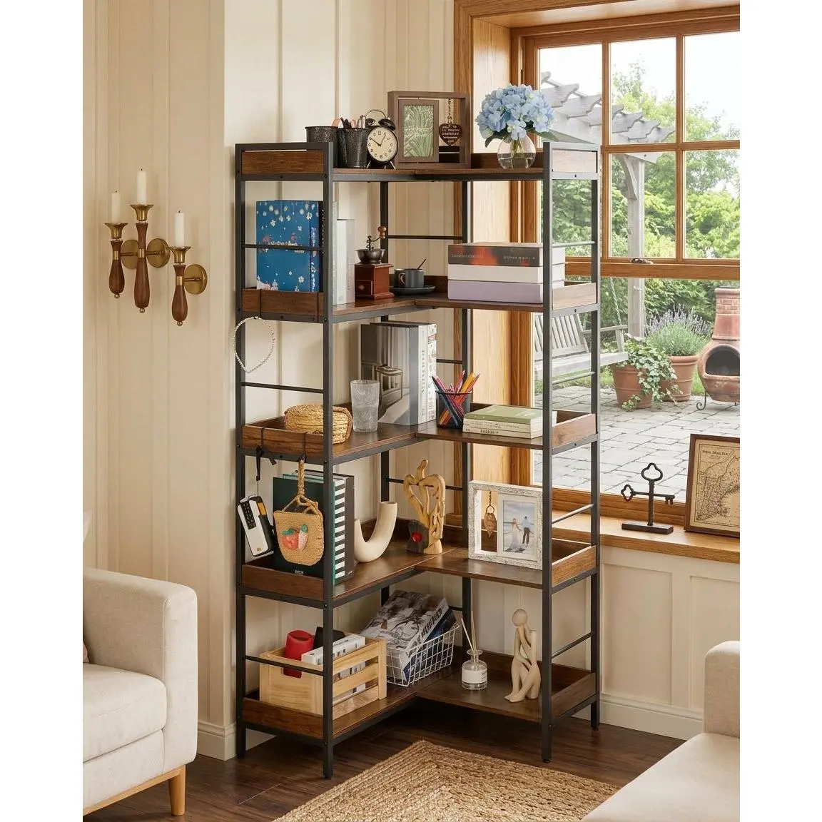 Modern Bedroom Makeup Vanity with Sliding Lighted Mirror, Adjustable LED Lighting, 4 Deep Drawers and 7 Open Storage Shelves, Built in Charging Station and Padded Storage Stool, Large Capacity Cosmetic Organizer Desk