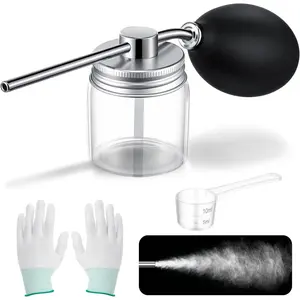 1 Pack Diatomaceous Round Food Grade Bulb Duster, Powder Duster About 2oz, Powder Dispenser, Home Applicator, Puffer Sprayer for Multi Purpose Indoor and Outdoor Use (Silver)