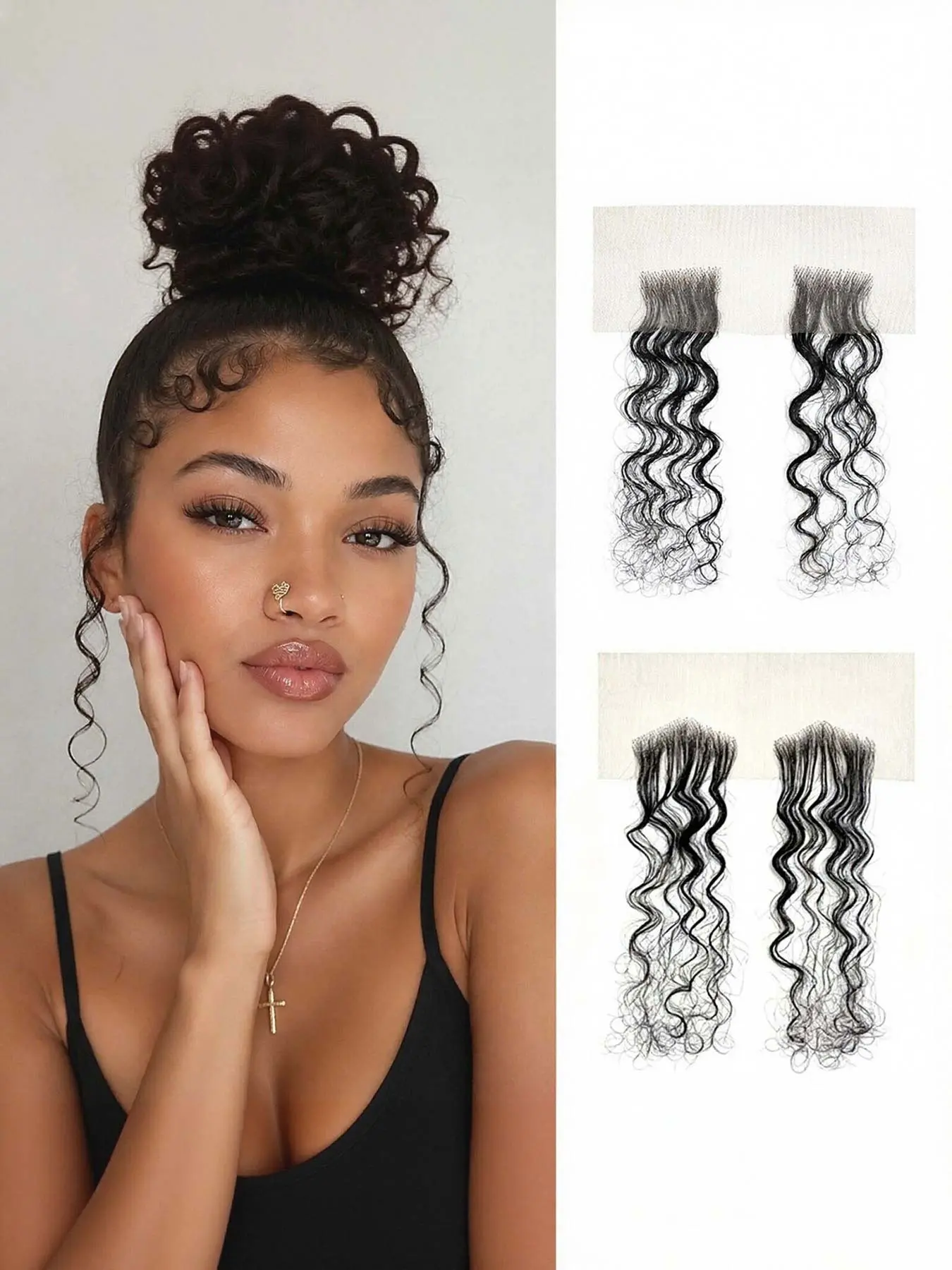 Swiss HD Transparent Lace Baby Hair Reusable Virgin Human Hair Invisible Strips Edge Hairline for Women Natural Black Color 2PCS/Pack Curly Virgin Human Hair Edges Reusable Invisible Hairline for Braids & Wigs 10 Inch Edges Hair for Lace Front Wig