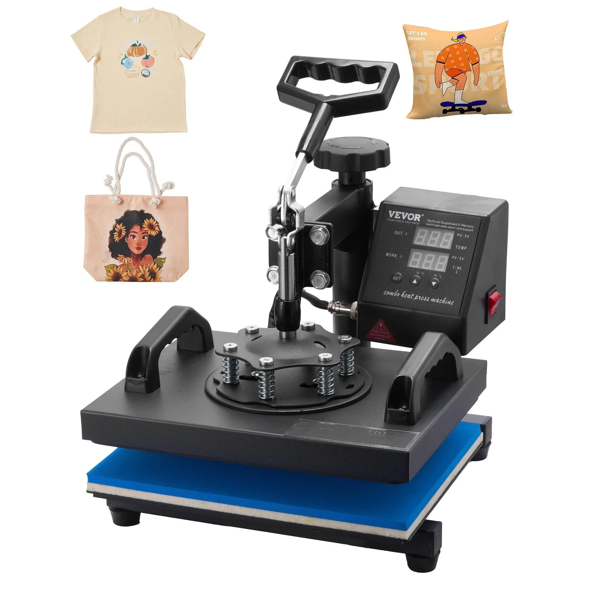 【DealsForYouDays】VEVOR Heat Press, 12x10Inch T-Shirt Press Machine, T-shirt Press Heat Press 30x23cm Printing Machine Heat Transfer Sublimation Machine for T-shirts
