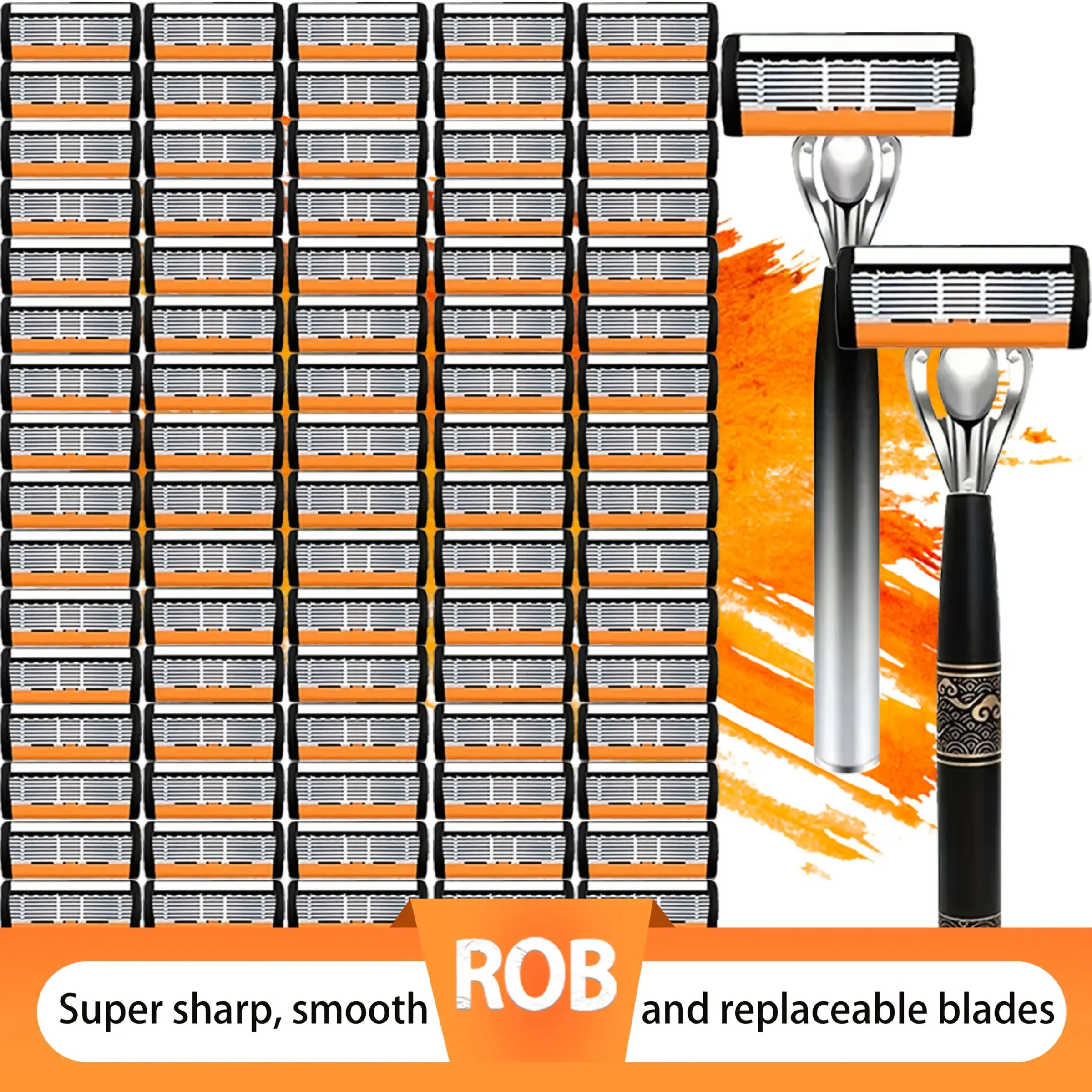 Men's 6-Blade Shaving Set, 2 Premium Handles, 54 Replacement Blades, Smooth Shave, Ergonomic Grip, Durable & Sharp, Ideal for Daily Use