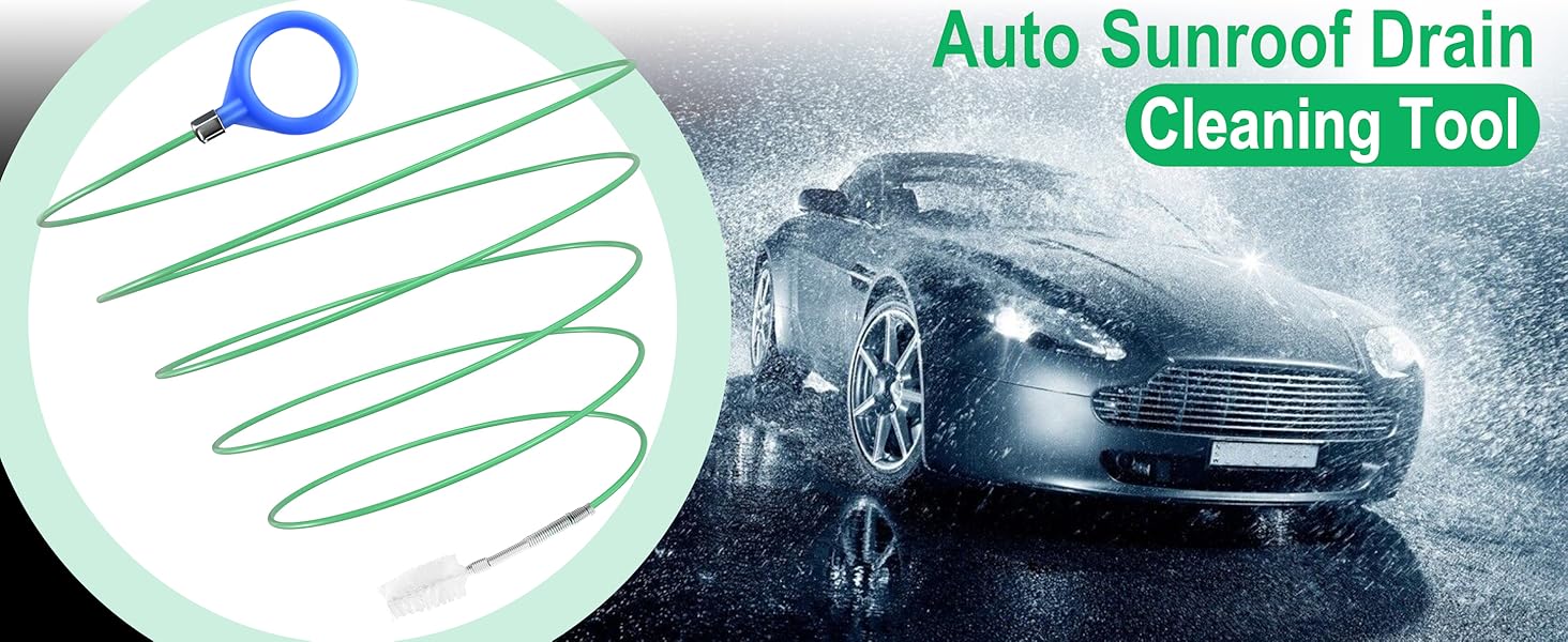 Professional Auto Sunroof Drain Cleaning Tool Flexible Long Nylon Bristle Brush for Clogged Windshield Wiper Door Tube HVAC Drain Pipe Unclogging Kit - Safe PVC Car Maintenance Accessories -RR