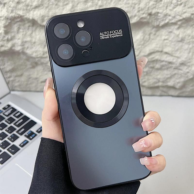 Luxury Large Window Magsafe Logo Hole Magnetic Case For iPhone 17 Air 16 15 14 Plus 13 12  Pro Max Camera Lens Protector Cover