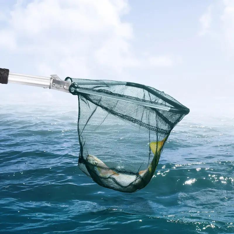 Fishing Net with Long Durable Extendable Handle, Foldable Nylon Mesh, Suitable for Freshwater and Saltwater, Extends to 19 Inches