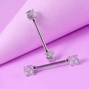 2pcs Shiny Punk Style Nipple Studs Sexy Hot Body Rings for Men and Women, Suitable as Party Music Festival Daily Wear