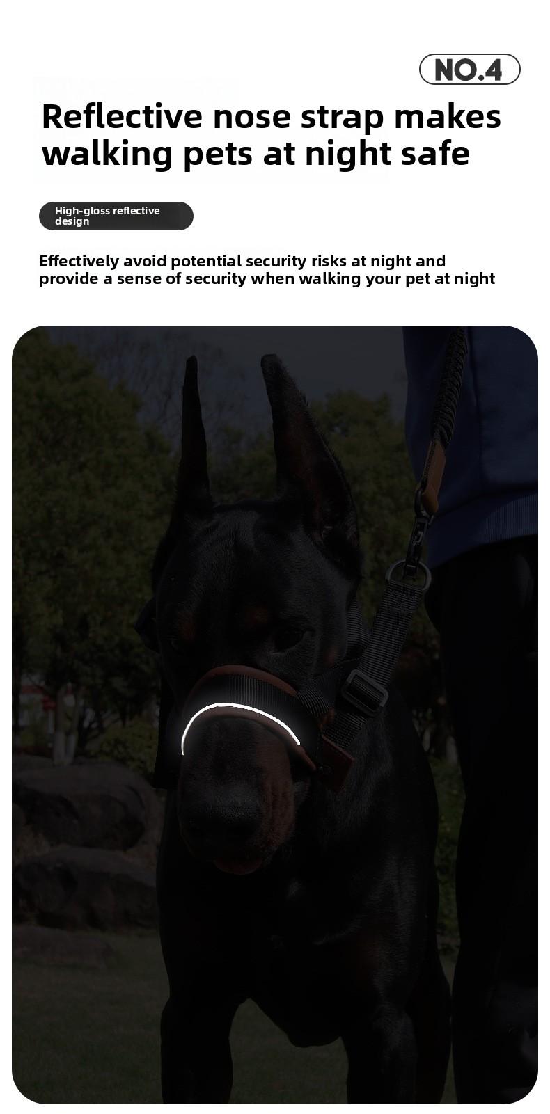 Reflective Anti-Pull Dog Muzzle & Headcollar |   Soft Adjustable Pet Training Halter for Safe Walking