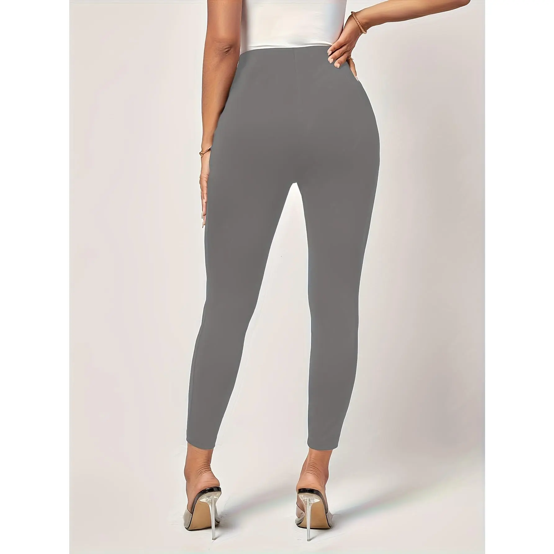 Ladies' Elegant Golden Buckle Trousers