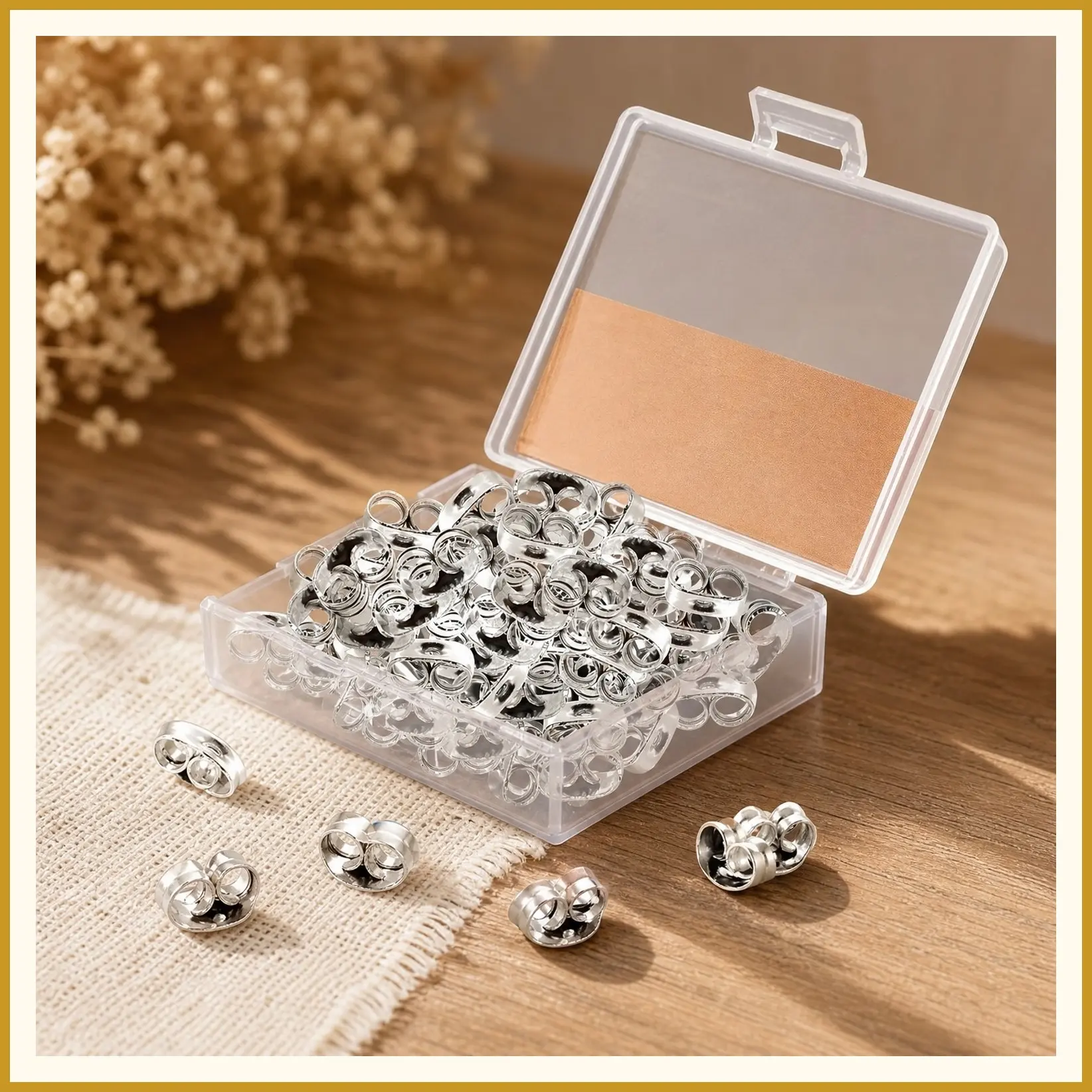 Stainless Steel Hypoallergenic Surgical Locking Earring Backs for Stud Earrings (60 pcs)
