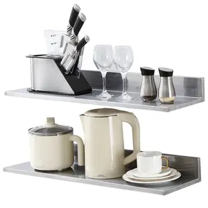 【DealsForYouDays】VEVOR 8.6" x 30" -2 Pack Stainless Steel Shelf, Wall Mounted Floating Shelving with Backsplash, 44 lbs Load Capacity Commercial Shelves, Heavy Duty Storage Rack for Restaurant, Kitchen, Bar, Home, and Hotel