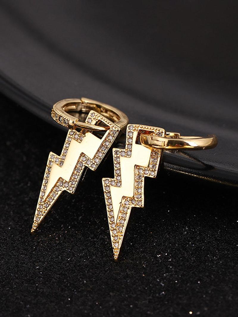 Rhinestone Lightning Design Dangle Earrings, Fashion Jewelry for Party, Daily Clothing Decor, Trendy All-match & Exquisite Jewelry for Birthday Gift, Statement Earrings, Versatile Earrings