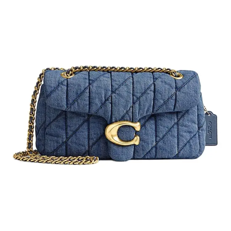 COACH Tabby 26 Logo-Embossed Zip Top Crossbody Bag for Women, Denim Style in Indigo