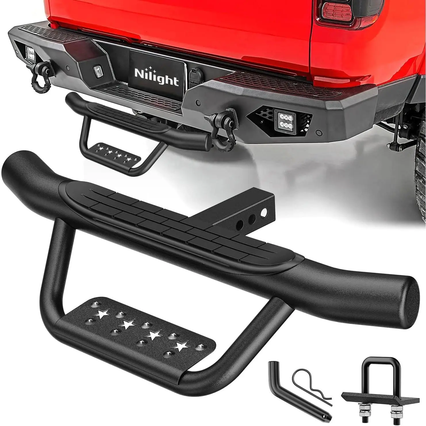 Nilight Hitch Step - 2 in Hitch Receiver Rear Bumper Guard Protector, Foldable Tailgate Ladder, Universal Side Step for Pickup Trucks & Off-Road Vehicles, 350 lbs Capacity Car Accessories, Durable Accessories for Car