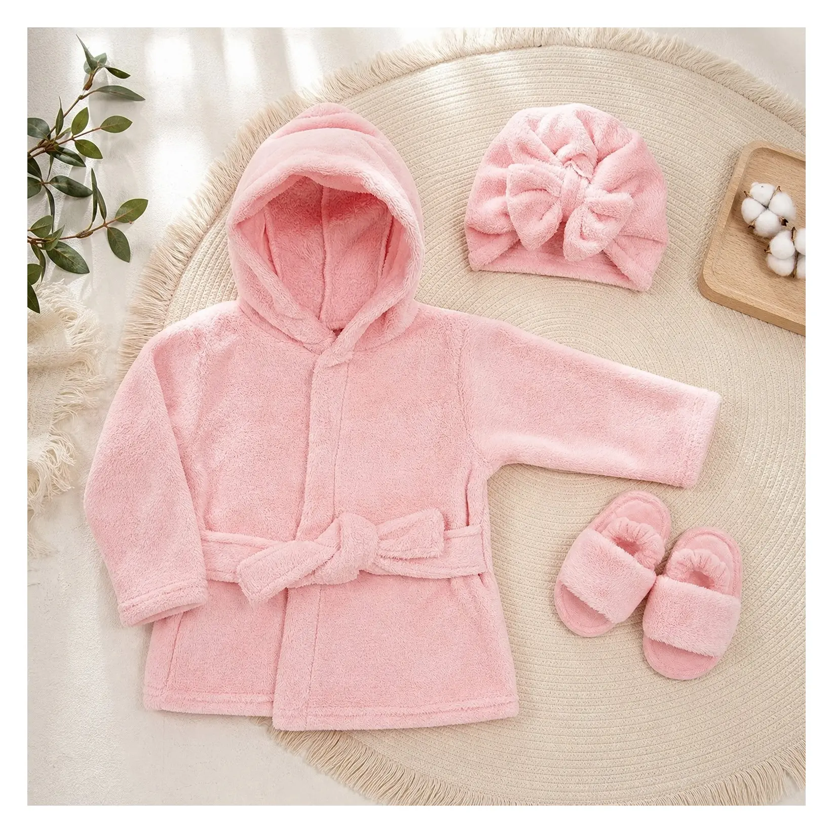 Baby Toddler Kids Bath Robe for Girls and Boys - Spa Bathrobe Set with Washcloth or SlippersGift