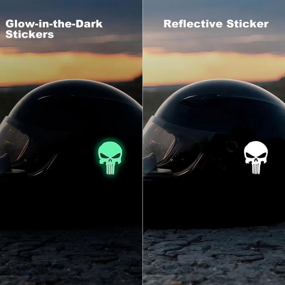 1pc Skull Head Motorcycle Glow Stickers Waterproof Moto Helmet Decoration Motorbike Fuel Tank Side Fairings Decal Accessories