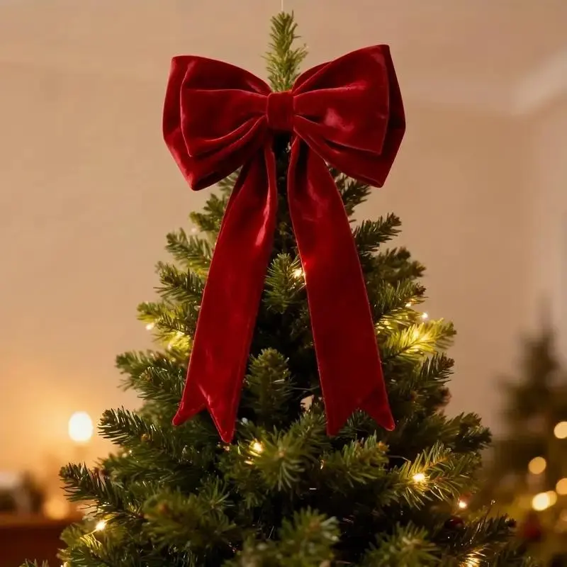 Extra Large Bow Christmas Tree Ornament, Elegant Velvet Bow with Accents, Holiday Decor, Perfect for Festive Celebrations