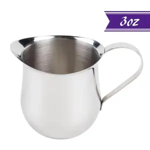 oz / 90 ml Stainless Steel Bell Creamer – Serving Cream Pitcher – Perfect for Coffee, Tea, Milk, and Syrups – Durable, Dishwasher Safe