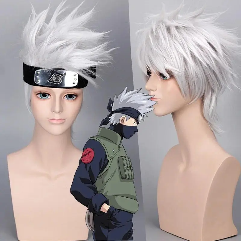 NINJA Hatake Kakashi Cosplay Wig Silver Gray Synthetic Short Curly Wigs Anime Coser High Quality Wig Daily Party