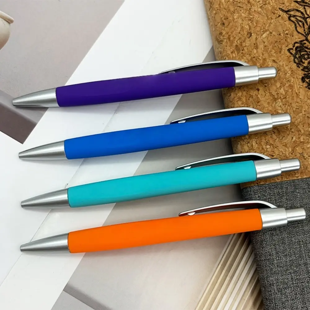 15PCS Colorful pushable ballpoint pen, anti slip soft grip office pen, 1.0mm pen core, suitable for daily office work, graduation parties, and corporate souvenirs