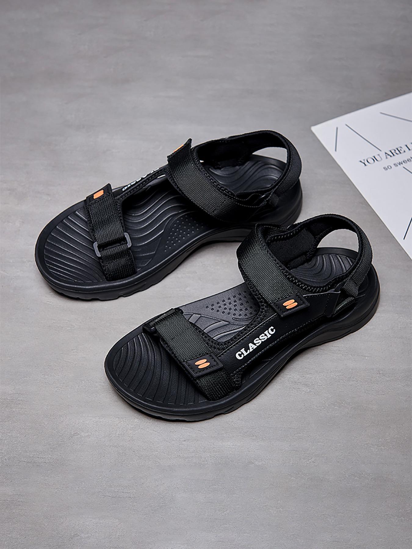 Men's Casual Plain Color Velcro Sport Sandals, Minimalist Outdoor Beach Sandals, Summer Casual Comfortable Sandals for Men, Lightweight Sandals for Daily Life, Slides, Open Toe Slides