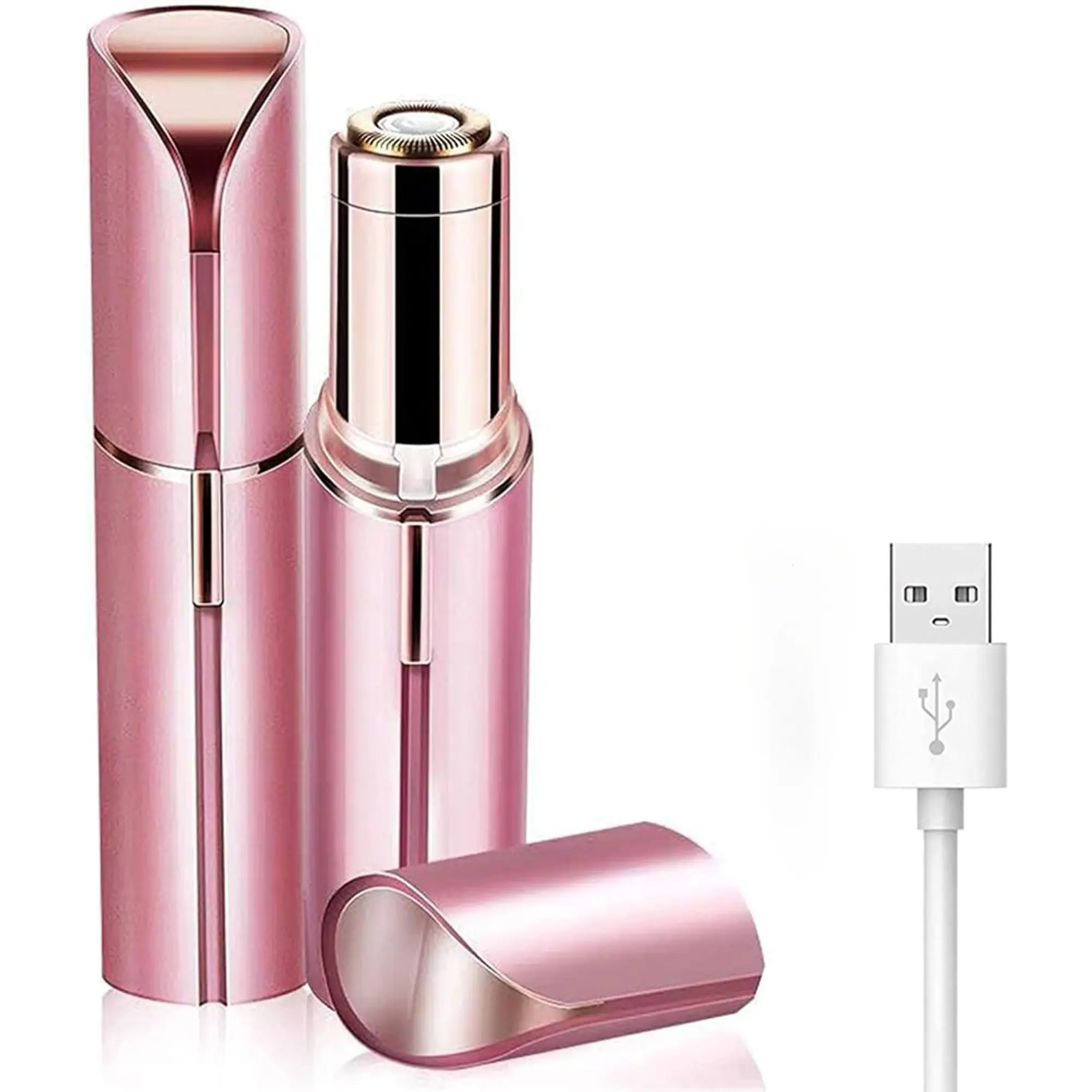 LAIKME Facial Hair Removal for Women, Mini Hair Remover, Electric Razor Shaver Portable Bikini Epilator for Lips, Chin, Armpit, Peach Fuzz, Fingers, Neck, Cheek and USB Rechargeable (Pink)