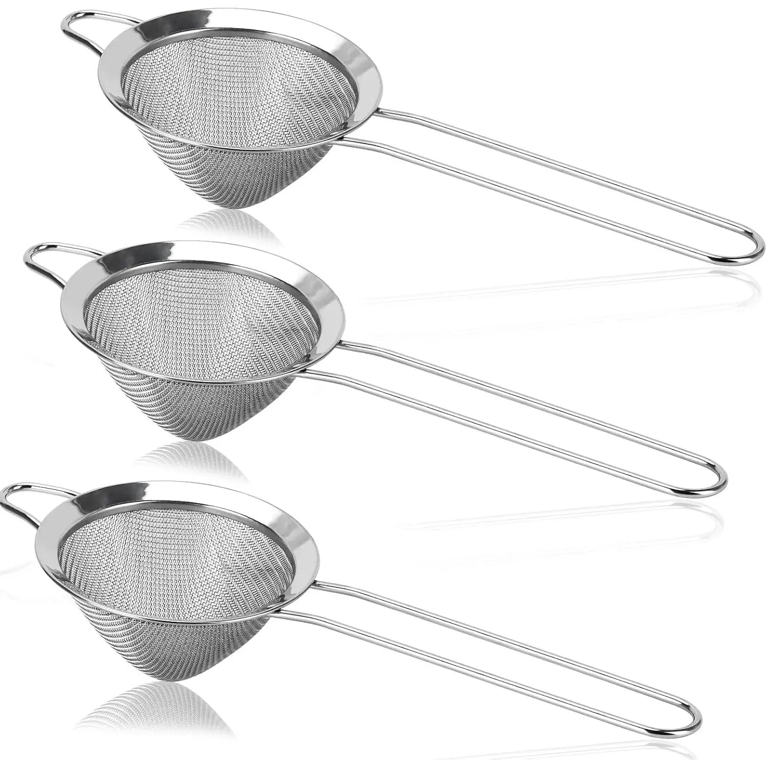 3 Pack Fine Mesh Strainer - 304 Stainless Steel Small Sieve Sifter for Food, Tea, Juicing, Cocktail, Cooking, 3.35 Inch